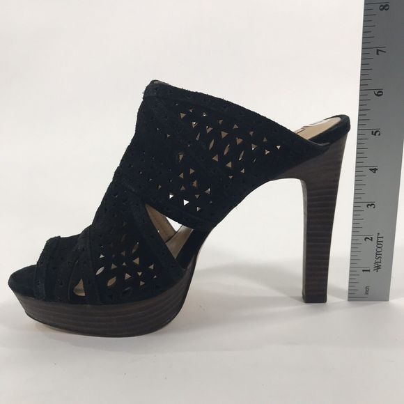 BCBG Max Azria Galinaa Black Open Toe Suede Platform Sandal Heels 10 - Picture 9 of 9